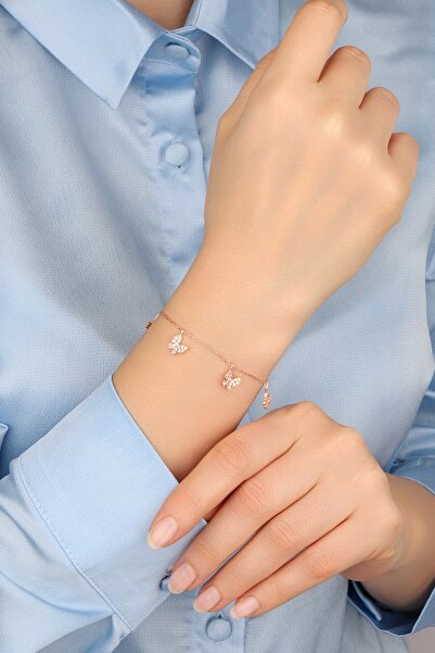 Lia Berto Kadın Rose Kelebekler 925 Ayar Gümüş Bileklik