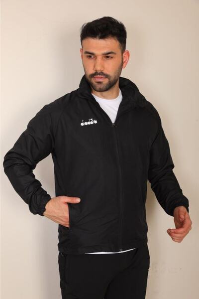 Diadora Unisex Siyah Rips Yağmurluk