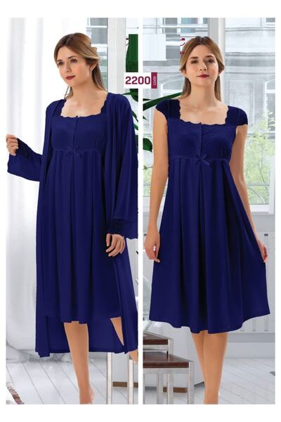 Duchesse 2200 طقم ثوب نوم للأمومة - أزرق داكن