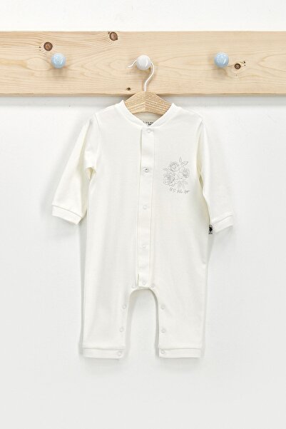U.S. Polo Assn. U.s. Polo Assn Lisanslı Roses Krem Kız Bebek Uzun Kol Tulum