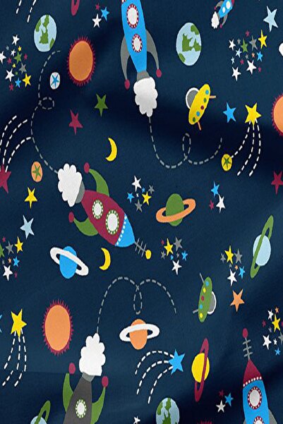 daisy star Nevresimlik Poplin Kumaş Uzay Desenli 240 cm