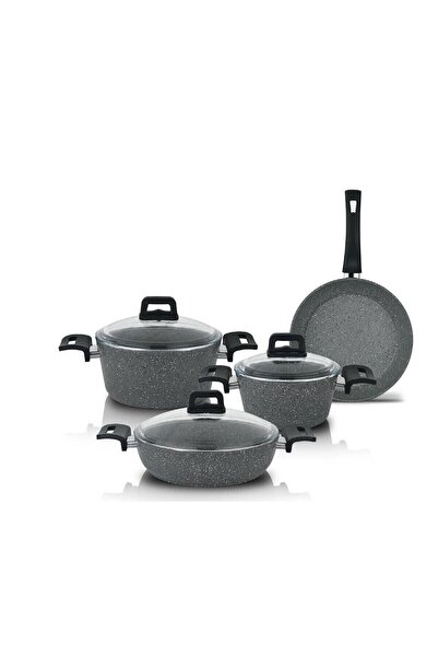 Schafer Gri Yanmaz Yapışmaz Tencere Seti Savor 4'lü Granit Set