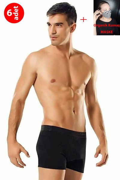 Tutku 6 τεμάχια μπόξερ Lycra σε μαύρο χρώμα