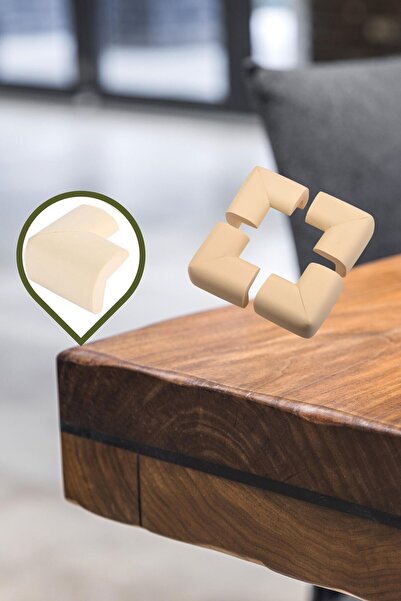 Buffer Bebek Çocuk Güvenliği Emniyetli Cam Masa Ahşap Sehpa Krem Köşe Koruyucu Yastık Sünger 10'lu