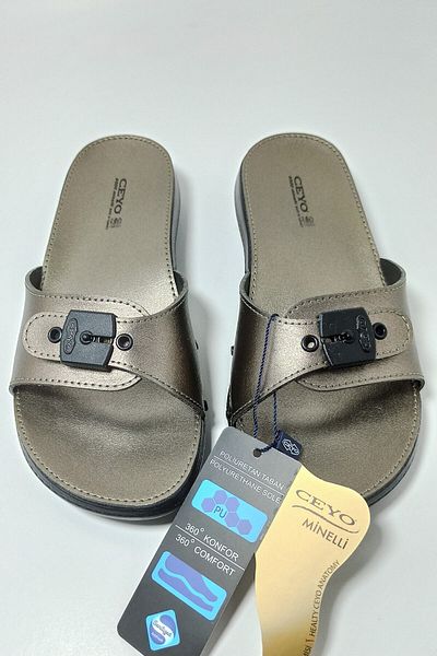 Ceyo Minelli 6500 Platinum Colored Full Orthopedic Slippers