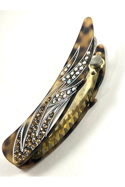 turkuazbijuteri Toka-muz- Kahverengi -leopar Taşlı-mıknatıslı-kalın Saçlı Bayanlar Özel Tasarım