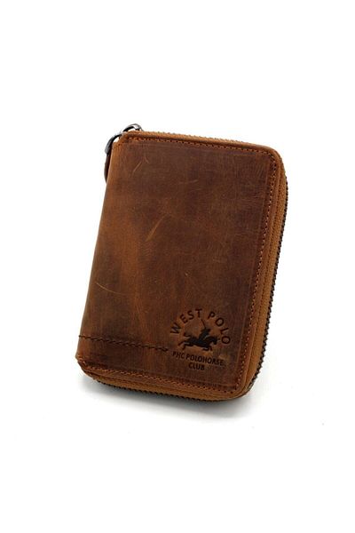 Westpolo West Polo Genuine Vintage Leather Zippered Wallet Card Holder Tr1695cr