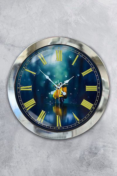 Kasva Concept Gift 36 cm Chrome Metal Motor Wall Clock