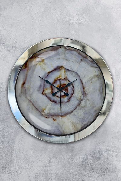 Kasva Concept Gift 36 Cm Chrome Metal Swirl Wall Clock