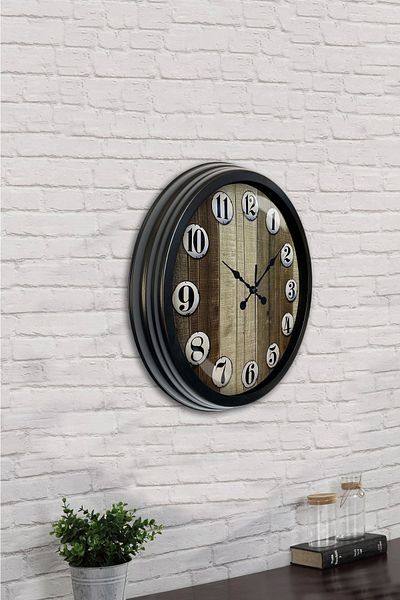 Kasva Concept Cadou 40 Cm Ceas de Perete Antic Metal Negru