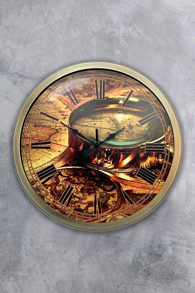 Dream Gift Gift 40 cm Antique Metal Map Wall Clock