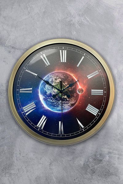 Kasva Concept Gift 40 cm Antique Metal World Wall Clock