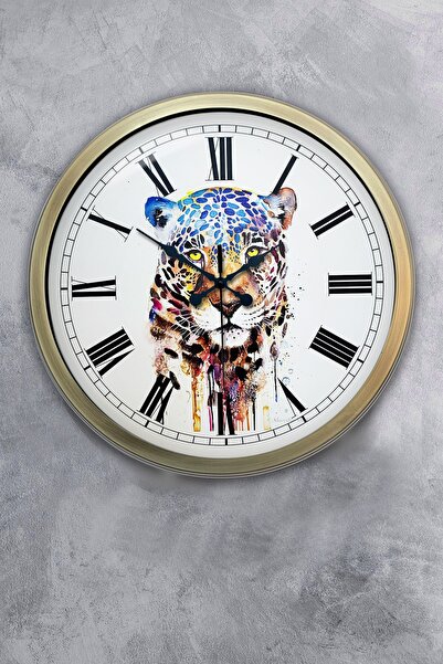 Dream Gift هدية ساعة حائط معدنية عتيقة مقاس 40 سم على شكل نمر