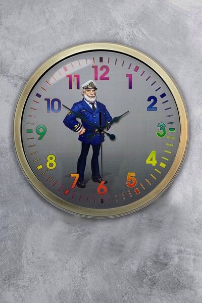 Kasva Concept ساعة حائط كابتن سفينة معدنية عتيقة مقاس 40 سم