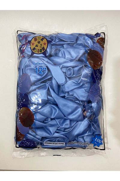 HBK Light Blue Metallic Balloon 100 Pieces