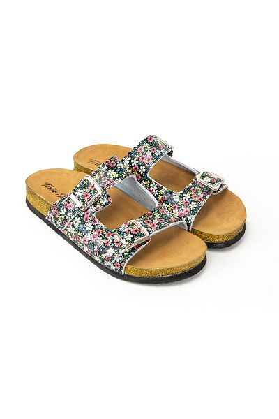 TERLİKSABO Women's Purple Flower Double Band Cork Slippers