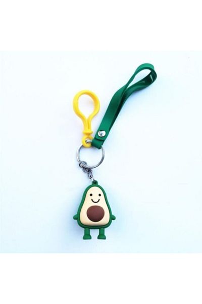 AlpCollection Smiling Face Green Avocado 3 Size Keychain with Plastic Hook