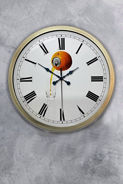 Kasva Concept هدية ساعة حائط معدنية برتقالية عتيقة مقاس 40 سم