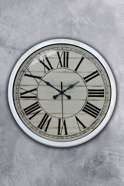 Kasva Concept Gift 40 cm White Metal Roman Numeral Wall Clock