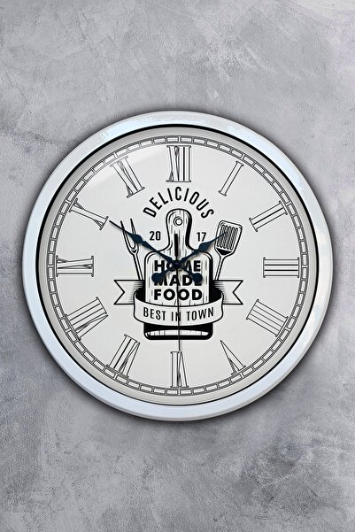 Platin Saat ساعة حائط للمطبخ معدن أبيض مقاس 40 سم