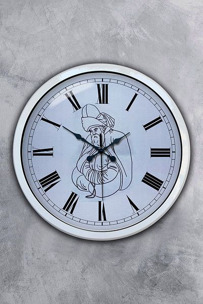 Kasva Concept Gift 40 cm White Metal Mevlana Wall Clock