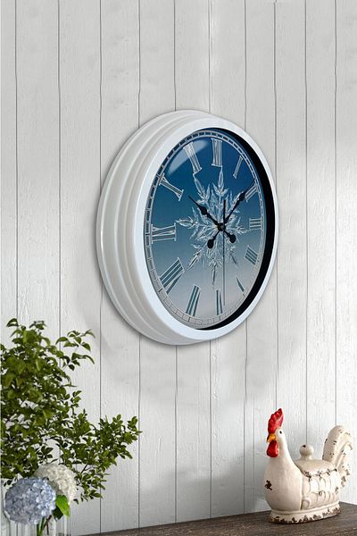 Kasva Concept 40 cm White Metal Snowflake Wall Clock