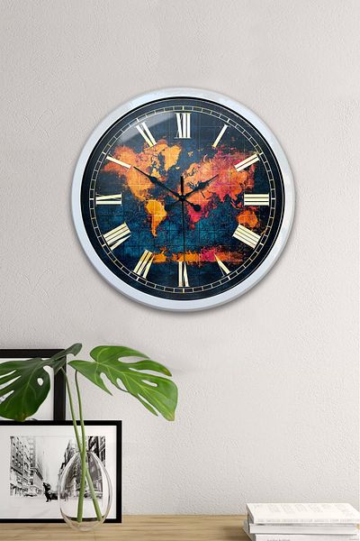 Kasva Concept Gift 40 cm White Metal World Wall Clock