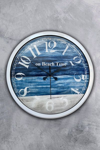 Kasva Concept Gift 40 cm White Metal Beach Time Wall Clock