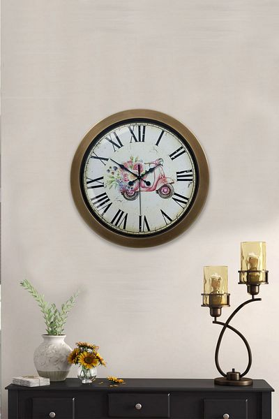 Kasva Concept Gift 36 cm Antique Metal Pink Motor Wall Clock