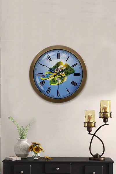 Kasva Concept Antique Metal Holiday Tourism Wall Clock 36 cm