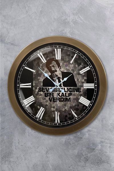 Kasva Concept Gift 36 cm Antique Metal Müslüm Gürses Wall Clock