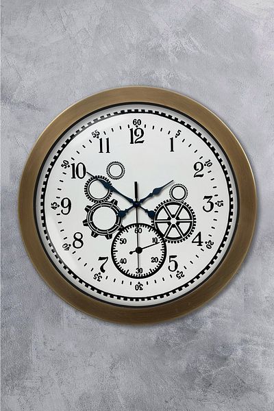 Kasva Concept Gift 36 cm Antique Metal Mechanical Wall Clock