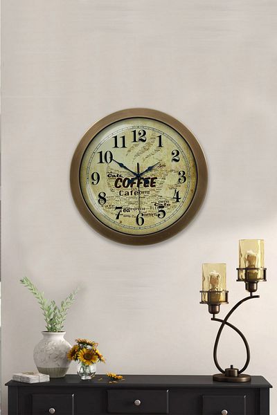 Kasva Concept Gift 36 cm Antique Metal Brown Wall Clock