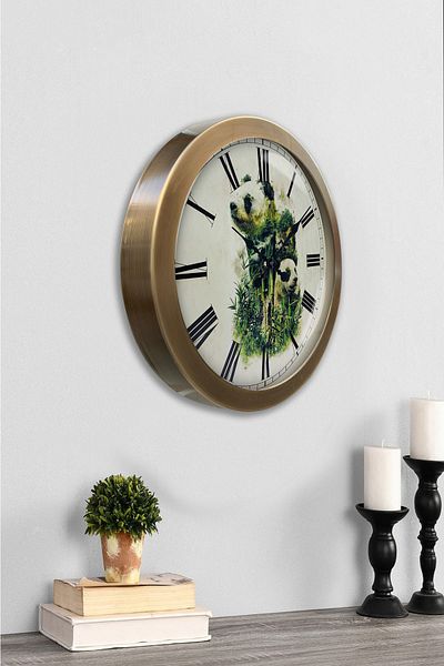 Kasva Concept Gift 36 cm Antique Metal Animal Wall Clock