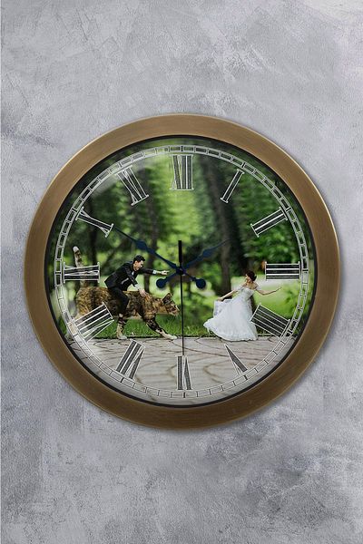 Kasva Concept 36 cm Antique Metal Bride Groom Wall Clock
