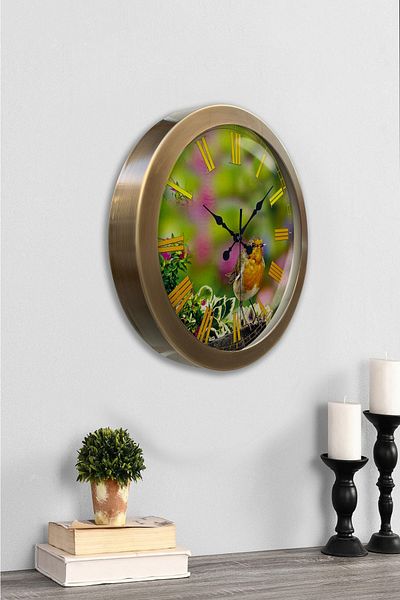 Kasva Concept Gift 36 cm Antique Metal Bird Wall Clock