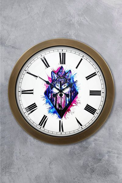 Kasva Concept Gift 36 Cm Tumbled Metal Wolf Wall Clock
