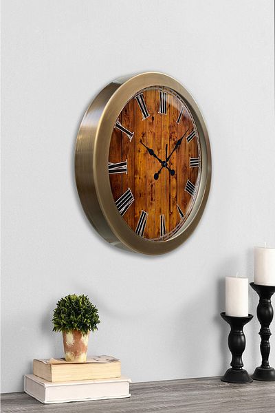Kasva Concept Antique Metal Wood Look Wall Clock 36 cm