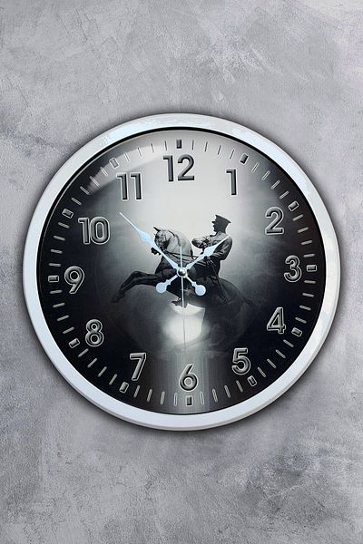 Kasva Concept Gift 40 cm White Metal Ataturk Wall Clock