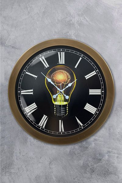 Kasva Concept 36 cm Antique Metal Bulb Wall Clock