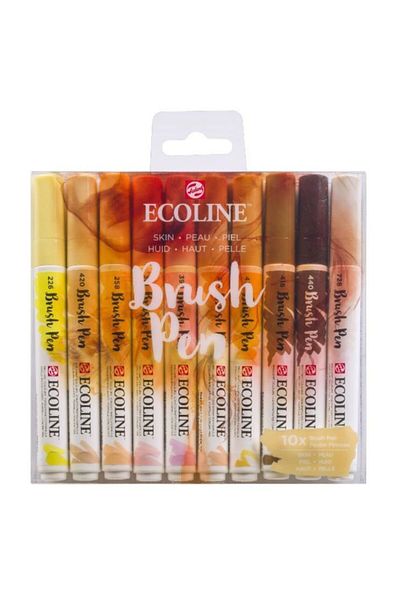 Talens Ecoline Brush Pen Brush Tip Pen Set 10 Colors Skin Colors