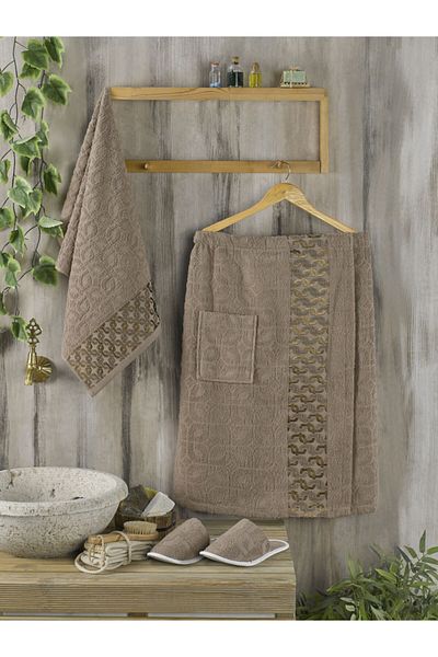 PHILIPPUS Men's Bath Head Towel Sauna Set Brown