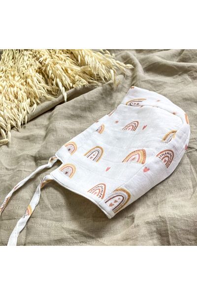Li Puna Rainbow Patterned Muslin Baby Bonnet