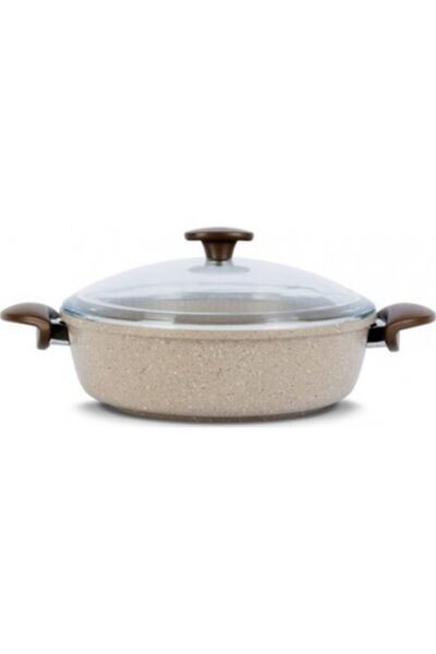 ThermoAD وعاء جرانيت مسطح مقاس 24 سم كريمي