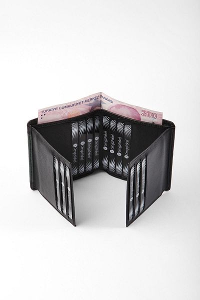 CENGİZ PAKEL Real Leather Black-Green Wallet