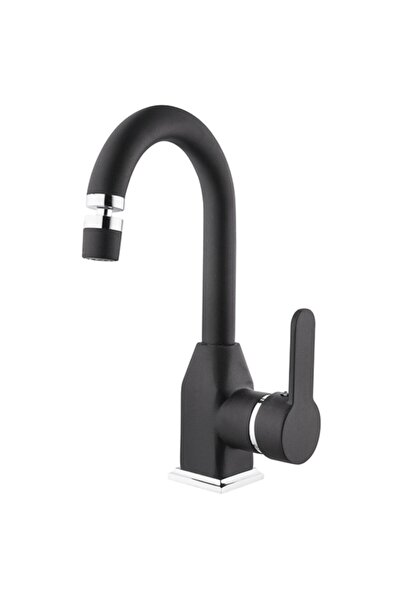 GMS Zirve Black Chrome Swan Sink Faucet Mixer Zrv301-K