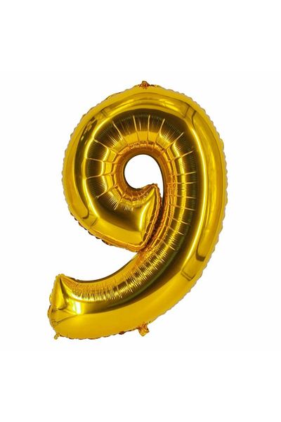 Çetinkaya Süs Foil Helium Balloon Gold 9 Numbers (40 Inch 100 Cm)