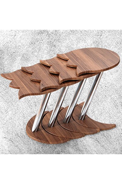 Veys Sehpa 4 Lü Lalezar Zigon Sehpa - Ceviz