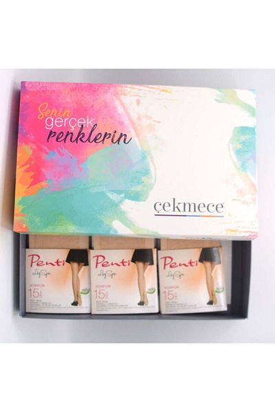 Penti Konfor 15 Den Sole Reinforced Semi-Shiny 3-Piece Skin 57 Socket Socks