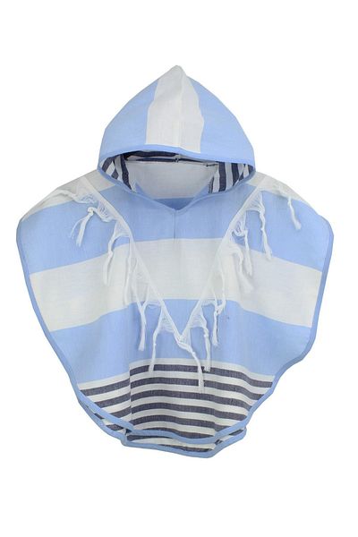 Bedinn Peshtemal Poncho Marine Blue Grey